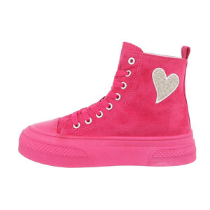 Fuchsia hoge textiel sneaker Noa.