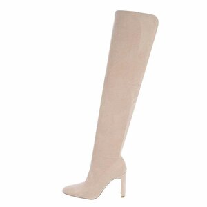 Beige suede overknee laars Corine