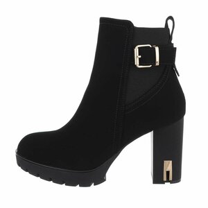 Zwart suede high heel enkellaarsje Claudine