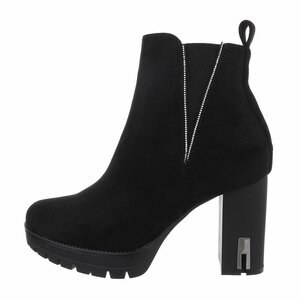 Zwart suede high heel enkellaarsje Laila