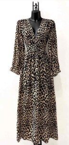 Maxi robe longue a motif leopard