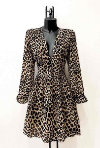 Mooie korte mixed jurk met leopardprint