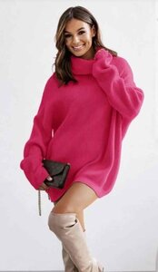 Cozy fuchsia tuniek trui   