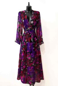 Sierlijke purper-rode mixed maxi jurk  