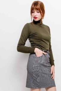 Comfortabele kaki groene turtleneck trui