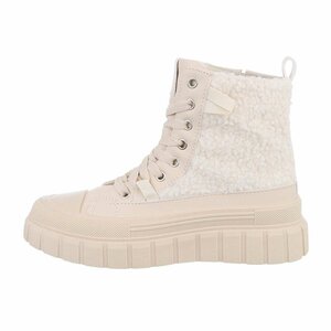 Hoge beige mixed  wol sneaker Amalda