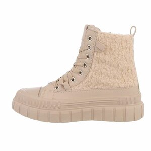 Hoge kaki bruine mixed  wol sneaker Amalda