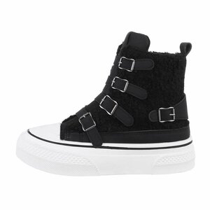 Hoge zwarte mixed  wol sneaker Amyleen