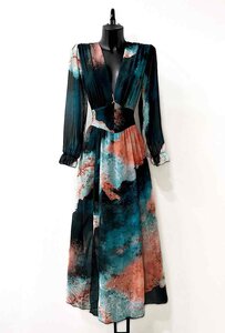 Sierlijke mixed colours maxi jurk 