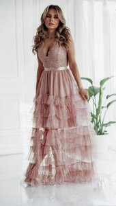 Elegante rose galajurk in tulle