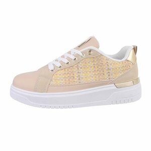 Lage beige mixed sneaker Adinda