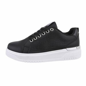 Lage zwarte mixed sneaker Adinda