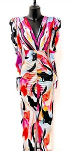 Lange mixed colours bodycon jurk.