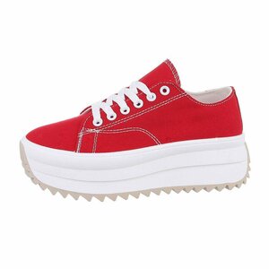 Rode lage textiel sneaker Johanna