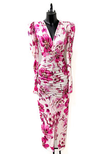 Lange fuchsia-witte bodycon jurk.TEMPORARY SOLD OUT