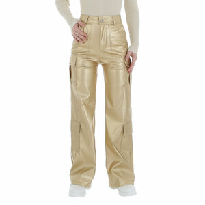 Gouden cargo broek in leatherlook