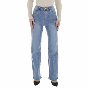 Blauwe jeans met fisch scale effect