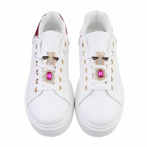 Witte-fuchsia lage sneaker Candice