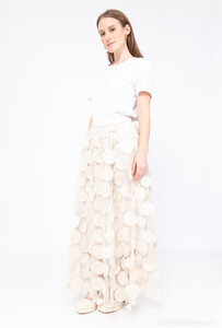 Fashion beige maxi rok in tulle