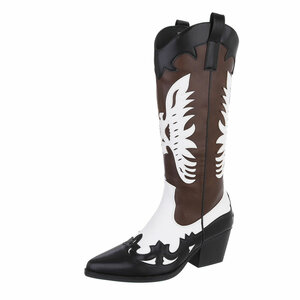 Bottes de cow-boy noires-blanches-brunes Tilly