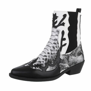 Bottes western-biker noir-blanc Belma