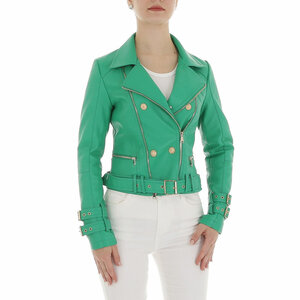 Veste courte sportive en cuir vert