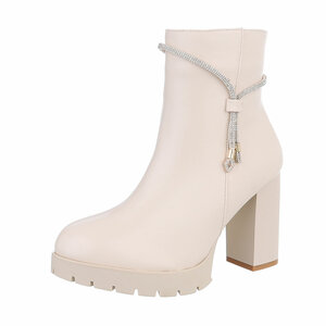 Beige high heel enkellaarsje Greta