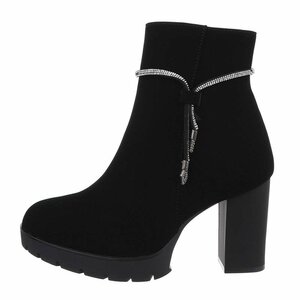 Zwart suede high heel enkellaarsje Greta