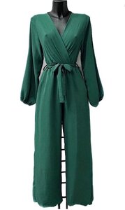 Modieuze alpine groene jumpsuit met lange mouwen