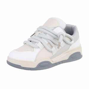 Beige-grijze lage sneaker Anja