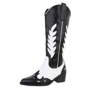 Bottes de cow-boy noires-blanches-Besna