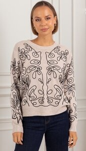 Magnifique pull-over tricoté taupe-beige