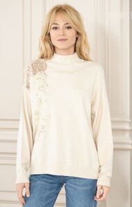 Magnifique pull-over beige surdimensionné en maille