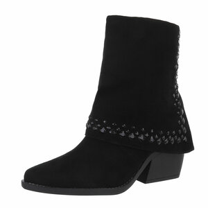 Zwarte daimen biker/western boot Wanita