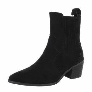 Bottes western-biker en daim noir Jenna