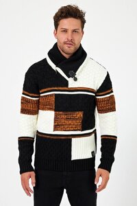 Pull homme fashion blanc-noir-brun