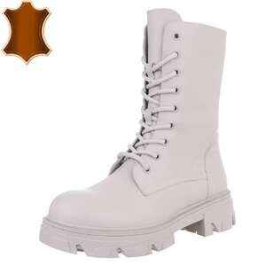 Beige halfhoge boot Abeli in echt leder