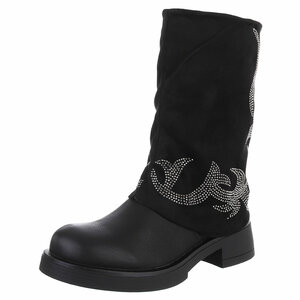 Zwarte suede mix boot Wioletta