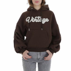 Bruine oversized hoodie met opschrift