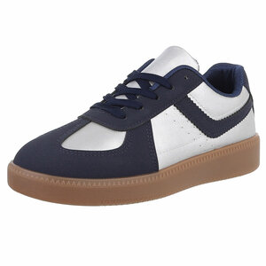 Donker blauwe-zilveren lage sneaker Christine