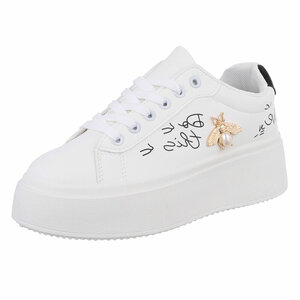 Witte lage sneaker met zwart accent Bruni