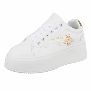 Witte lage sneaker met gouden accent Bruni