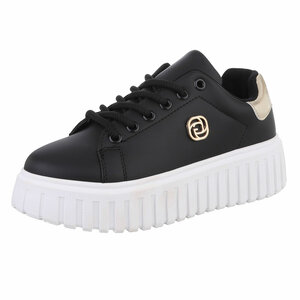 Zwarte lage sneaker Bridget met gouden accent