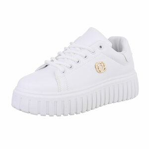 Witte lage sneaker Bridget met zilveren accent