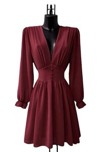 Elegante korte bordeaux jurk met doublure  