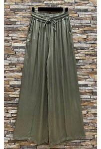 Kaki groene broek in satin  