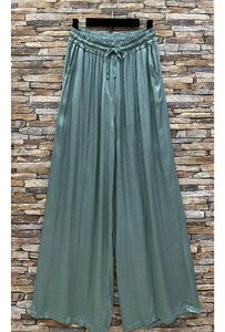 Wasabi groene broek in satin