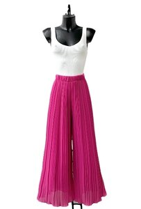 Trendy fuchsia plisse broek