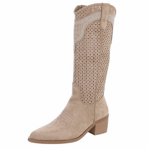 Hoge kaki bruine suede western-biker laars Beaudille