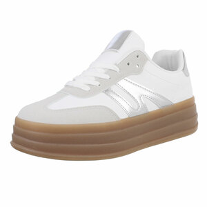 Wit grijze lage  sneaker Manuela